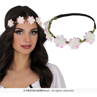 Doplnky - Květinová čelenka s růžovými květy