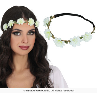 Klobúky , čiapky , čelenky - Květinová čelenka s bílými květy