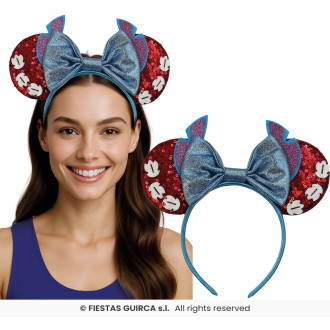 Doplnky - Modrá čelenka s ušami