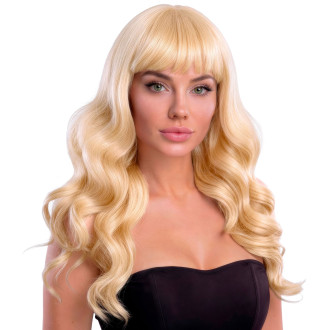 Parochne - Dlouhá vlnitá blond paruka s ofinou BELLA