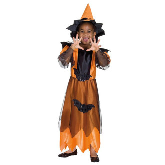 Kostýmy - Polnočná čarodejnica oranžová s klobúkom