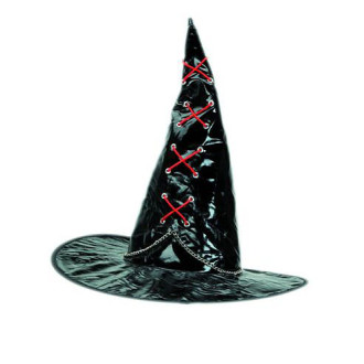 Klobúky , čiapky , čelenky - Čarodejnícky s červeným prešívaním
