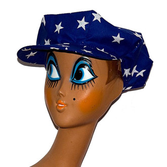 Klobúky , čiapky , čelenky - Bavlnená čiapka modrá s hviezdami