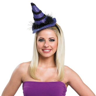 Klobúky , čiapky , čelenky - Čarodejnícky mini s vlasovou sponou fialový