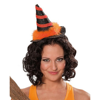 Klobúky , čiapky , čelenky - Čarodejnícky mini s vlasovou sponou oranžový