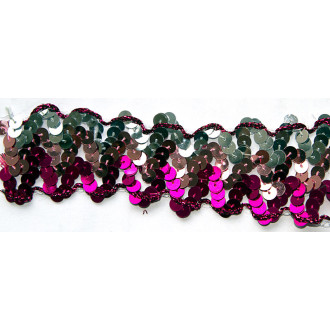 Výpredaj, zľavy - Flitrový pás našívacia š. 3,5 cm strieborno ružová