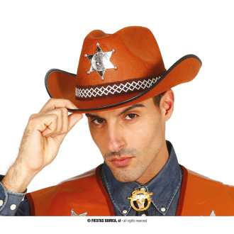 Klobúky , čiapky , čelenky - Pánsky kovbojský klobúk hnedý s hviezdou