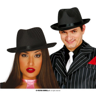 Klobúky , čiapky , čelenky - Borsalino - čierny klobúk s tenkým bielym prúžkom