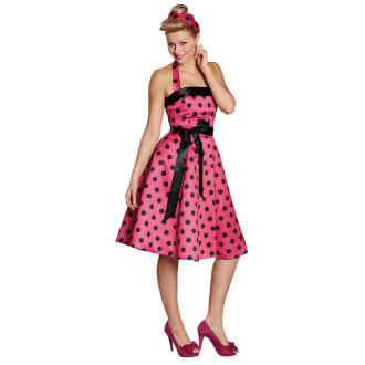 Kostýmy - Šaty ružovo-čierne z 50-tych rokov