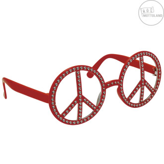 Doplnky - Okuliare Hippie s kamienkami červené