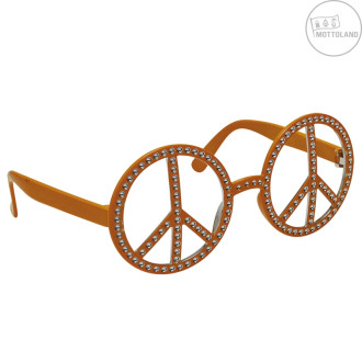 Doplnky - Okuliare Hippie s kamienkami oranžové
