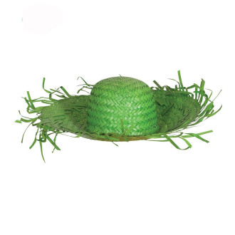 Klobúky , čiapky , čelenky - Slamený klobúk rozstrapkaný zelený
