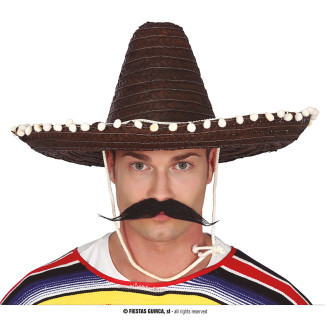 Klobúky , čiapky , čelenky - Mexický klobúk 50 cm s pomponem čierny