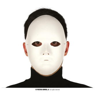 Masky, škrabošky - Biela maska z tvrdeného papiera