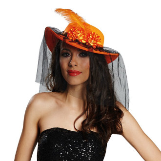 Klobúky , čiapky , čelenky - Dámsky klobúk oranžový