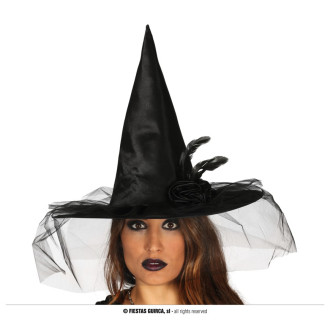 Klobúky , čiapky , čelenky - Čarodejnícky klobúk čierny s ozdobou
