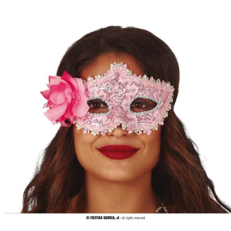 Masky, škrabošky - Ružová maska s kvetinou