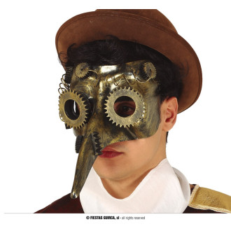 Doplnky - Steampunk bronzová plastová polomaska s nosom