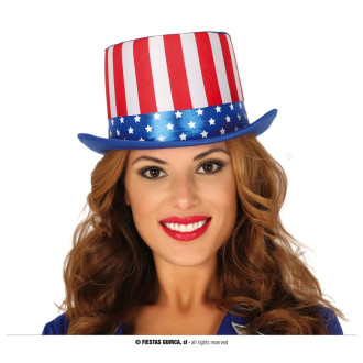 Klobúky , čiapky , čelenky - Cylindr - americká vlajka