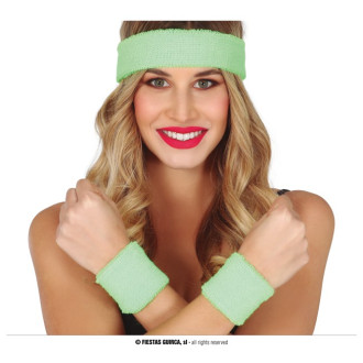 Klobúky , čiapky , čelenky - Čelenka s pásky na zápästie - zelené