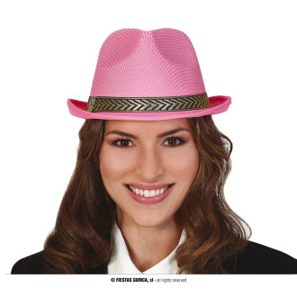Klobúky , čiapky , čelenky - Gangsterský dámsky klobúk ružový