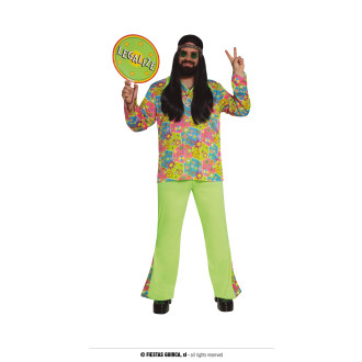 Kostýmy - Pánsky kostým hippie Flower Power XL