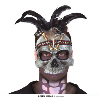 Masky, škrabošky - Voodoo maska ​​s perím