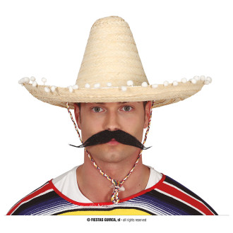 Klobúky , čiapky , čelenky - Mexický slamený klobúk prírodný 45 cm