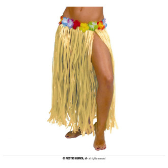 Doplnky - Havajská sukňa s kvetmi prírodná dlhá