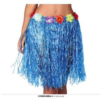 Doplnky - Havajská sukňa s kvetmi modrá