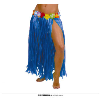 Doplnky - Havajská sukňa s kvetmi modrá 75 cm