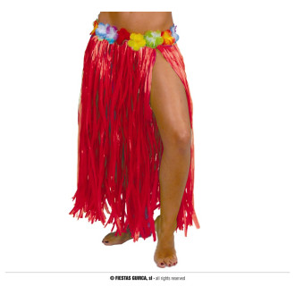 Doplnky - Havajská sukně s květy červená 75 cm