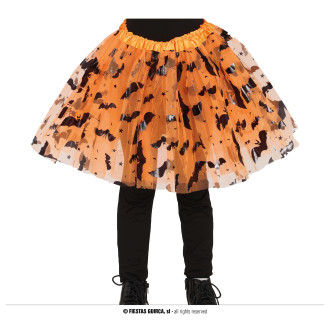 Doplnky - Detská oranžová sukňa s netopiermi