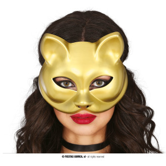 Masky, škrabošky - Zlatá mačka dámska maska