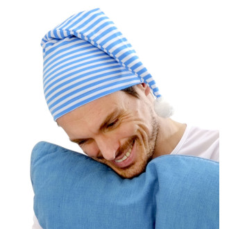 Klobúky , čiapky , čelenky - Widmann Čiapočka na spanie s brmbolcom modrobiela