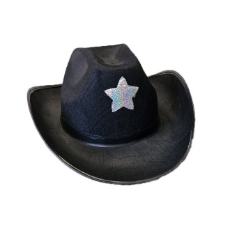 Klobúky , čiapky , čelenky - Kovbojský klobúk so striebornou hviezdou bez šnúrky