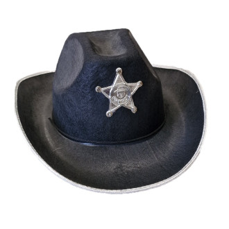 Klobúky , čiapky , čelenky - Kovbojský klobúk so striebornou hviezdou a strieborným lemom