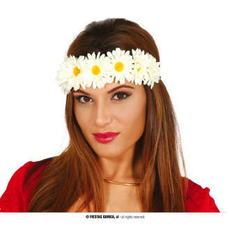 Doplnky - Čelenka s margarétkami HIPPIE