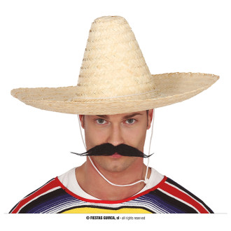 Klobúky , čiapky , čelenky - Mexický klobúk 50 cm prírodná