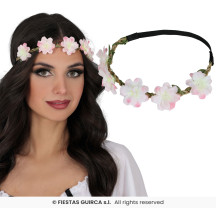 Květinová čelenka s růžovými květy