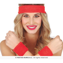 Čelenka s pásky na zápěstí - červené