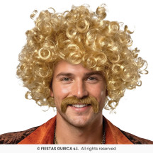 Kučeravá parochňa s blond fúzmi