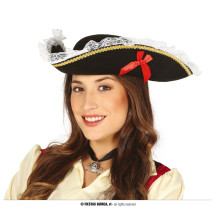 Pirátsky klobúk  s mašľou a čipkou