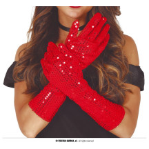 Červené flitrové rukavice