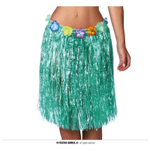 Havajská sukňa s kvetmi zelená