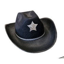 Kovbojský klobúk s hviezdou a č/b. šnúrkou