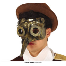 Steampunk bronzová plastová polomaska s nosom