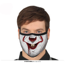 Rúško klaun so špicatými zubami