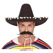 Mexický slamený klobúk čierny 45 cm